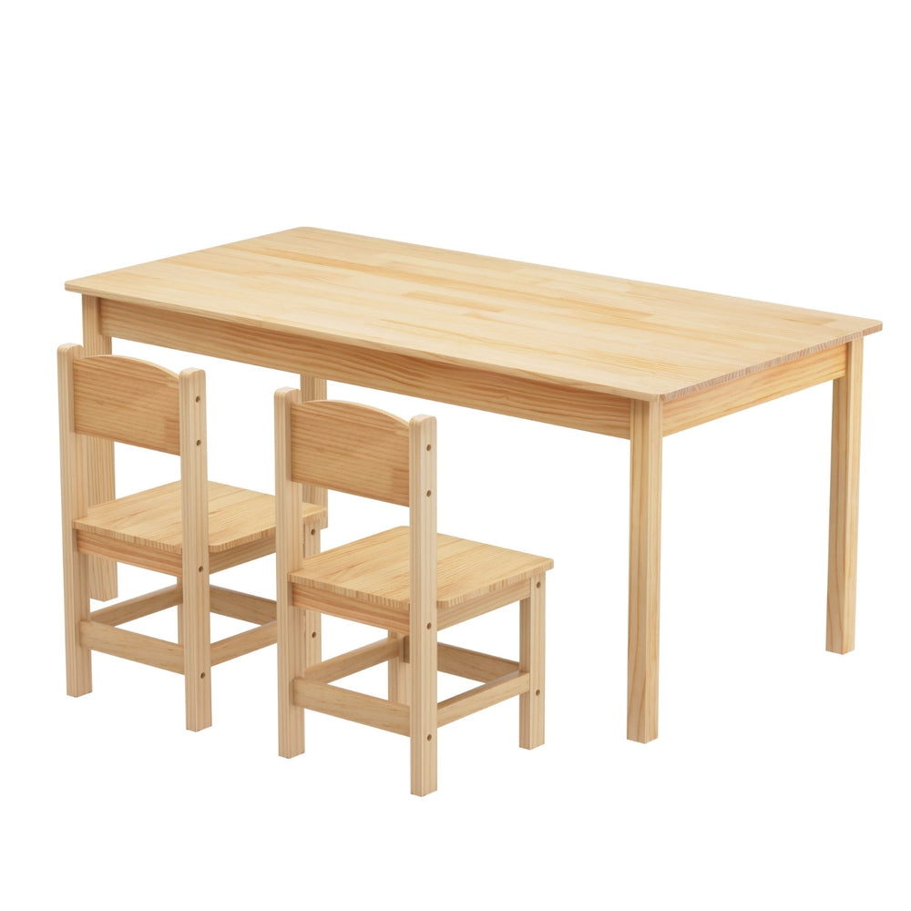 1 Keezi Kids Table and 2 Chairs Set Pinewood - TRENDZ