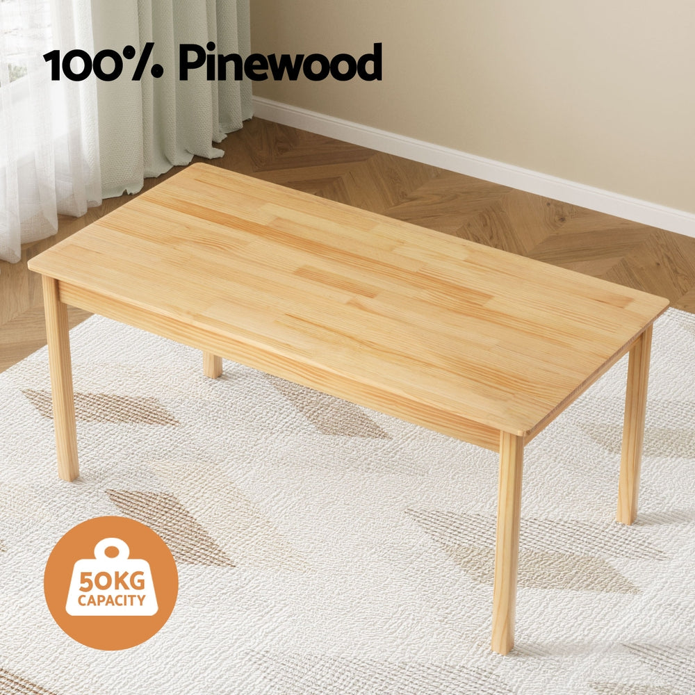 1 Keezi Kids Table and 2 Chairs Set Pinewood - TRENDZ