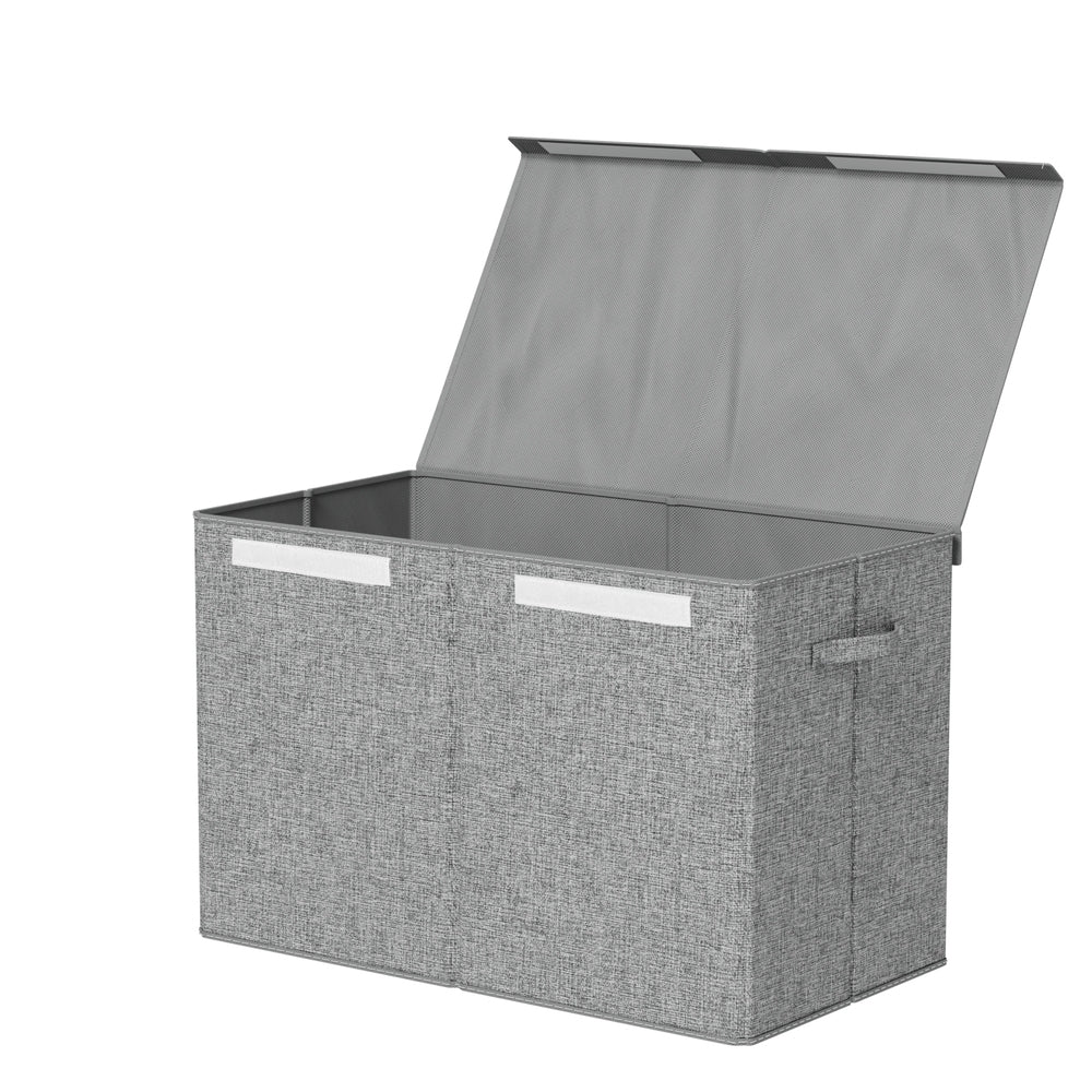 Keezi Large Toy Box Chest Storage with Flip-Top Lid Foldable Organizer Bins Grey - TRENDZ