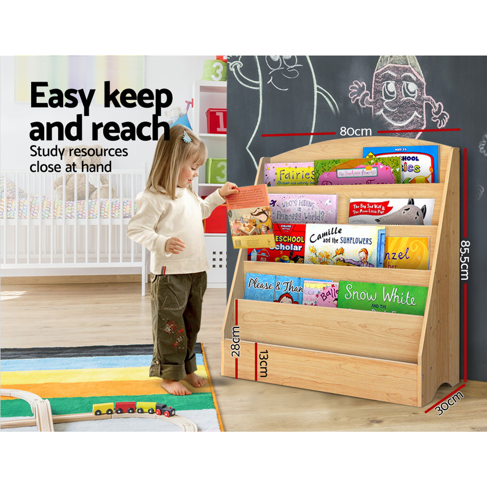 Keezi 5 Tiers Kids Bookshelf Magazine Shelf Organiser Bookcase Display Rack - TRENDZ