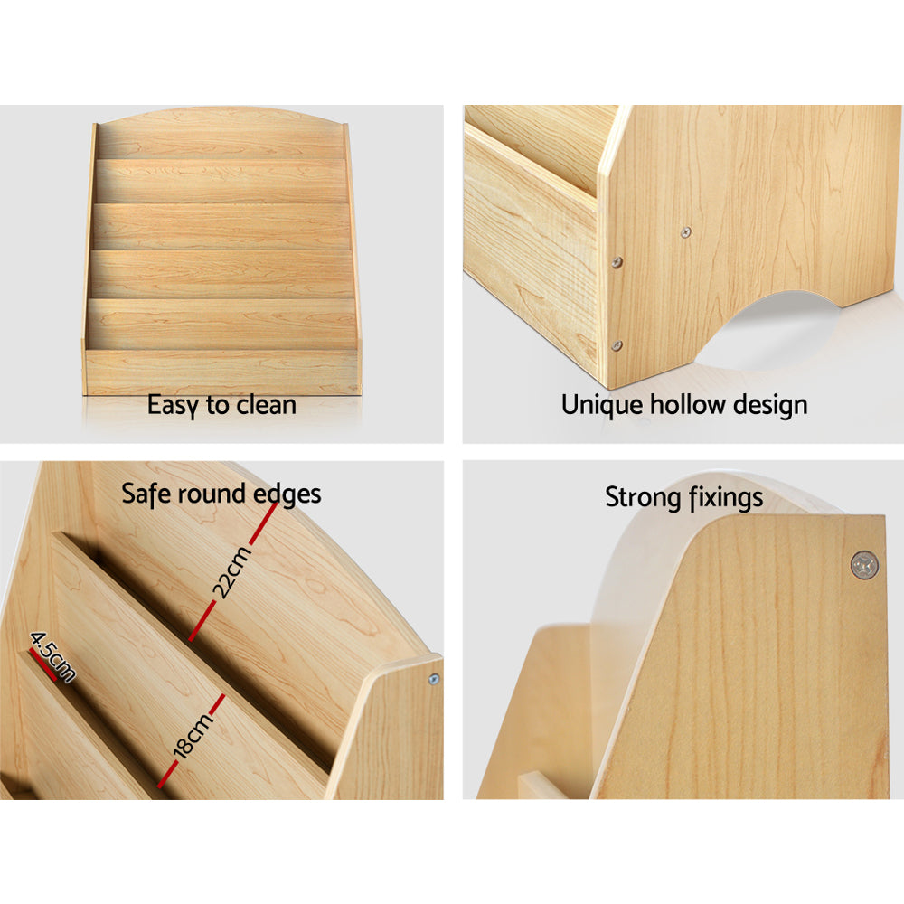 Keezi 5 Tiers Kids Bookshelf Magazine Shelf Organiser Bookcase Display Rack - TRENDZ