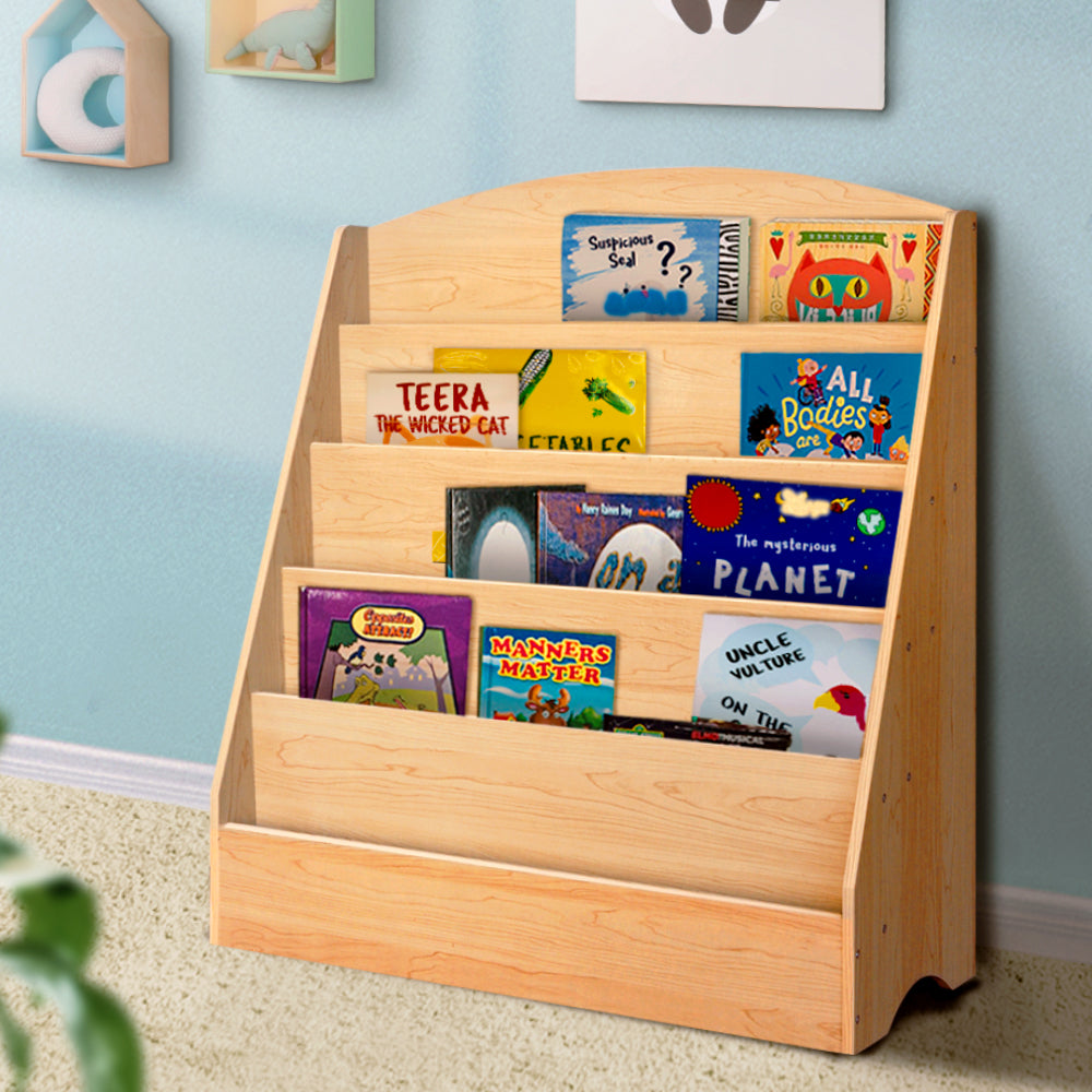 Keezi 5 Tiers Kids Bookshelf Magazine Shelf Organiser Bookcase Display Rack - TRENDZ