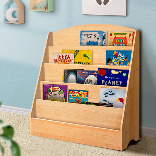 Keezi 5 Tiers Kids Bookshelf Magazine Shelf Organiser Bookcase Display Rack - TRENDZ
