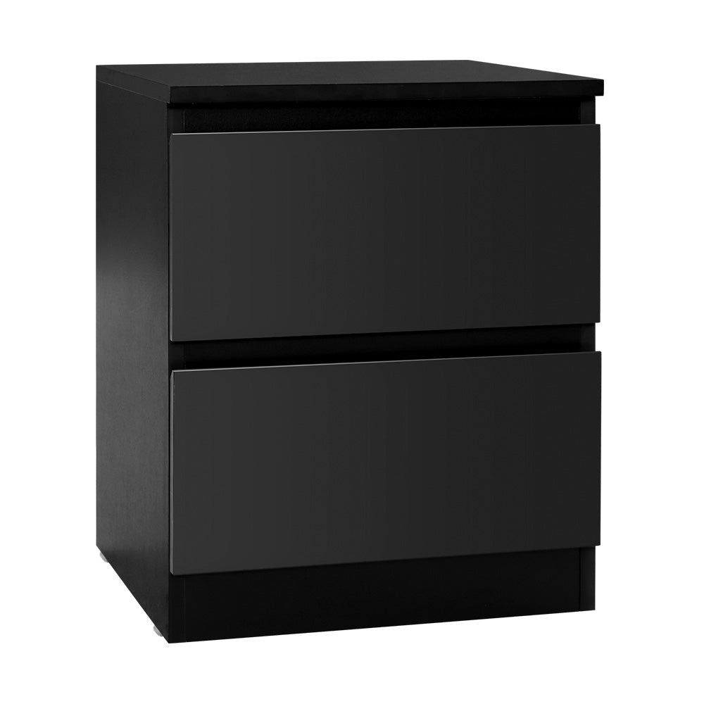 Artiss Bedside Table 2 Drawers - PEPE Black - TRENDZ