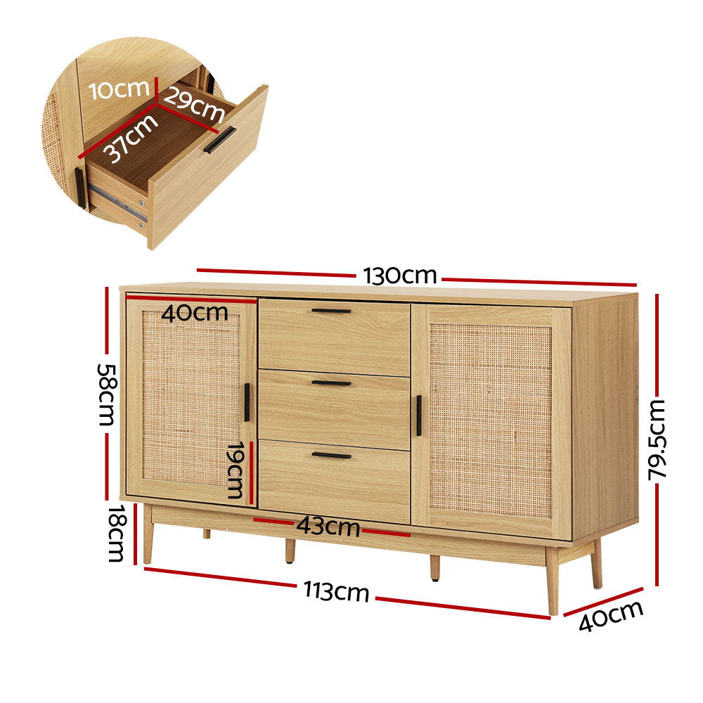 Artiss Rattan Buffet Sideboard - BRIONY Oak - TRENDZ