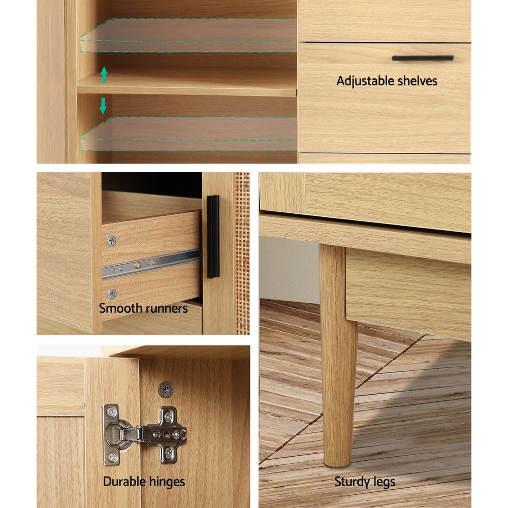 Artiss Rattan Buffet Sideboard - BRIONY Oak - TRENDZ