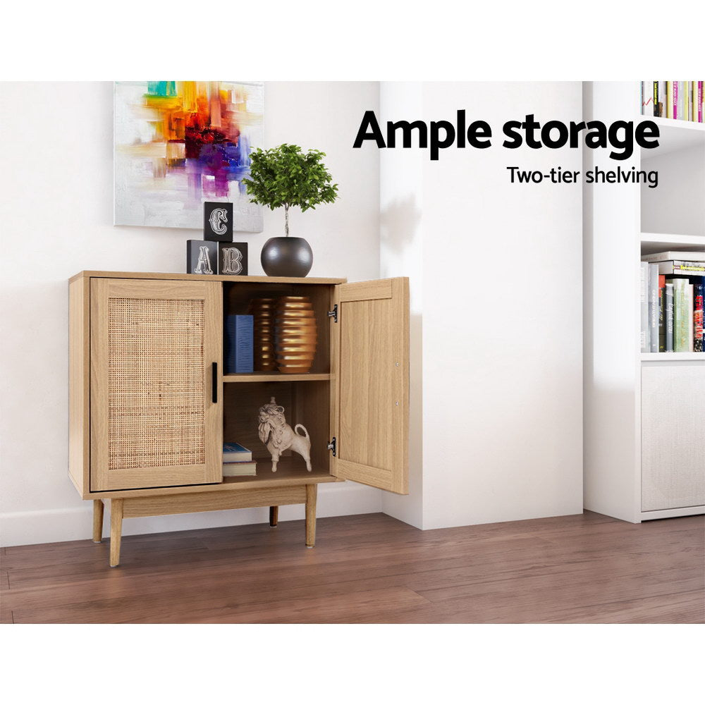 Artiss Rattan Buffet Sideboard 2 Doors - BRIONY Oak - TRENDZ