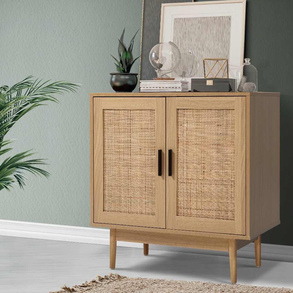 Artiss Rattan Buffet Sideboard 2 Doors - BRIONY Oak - TRENDZ