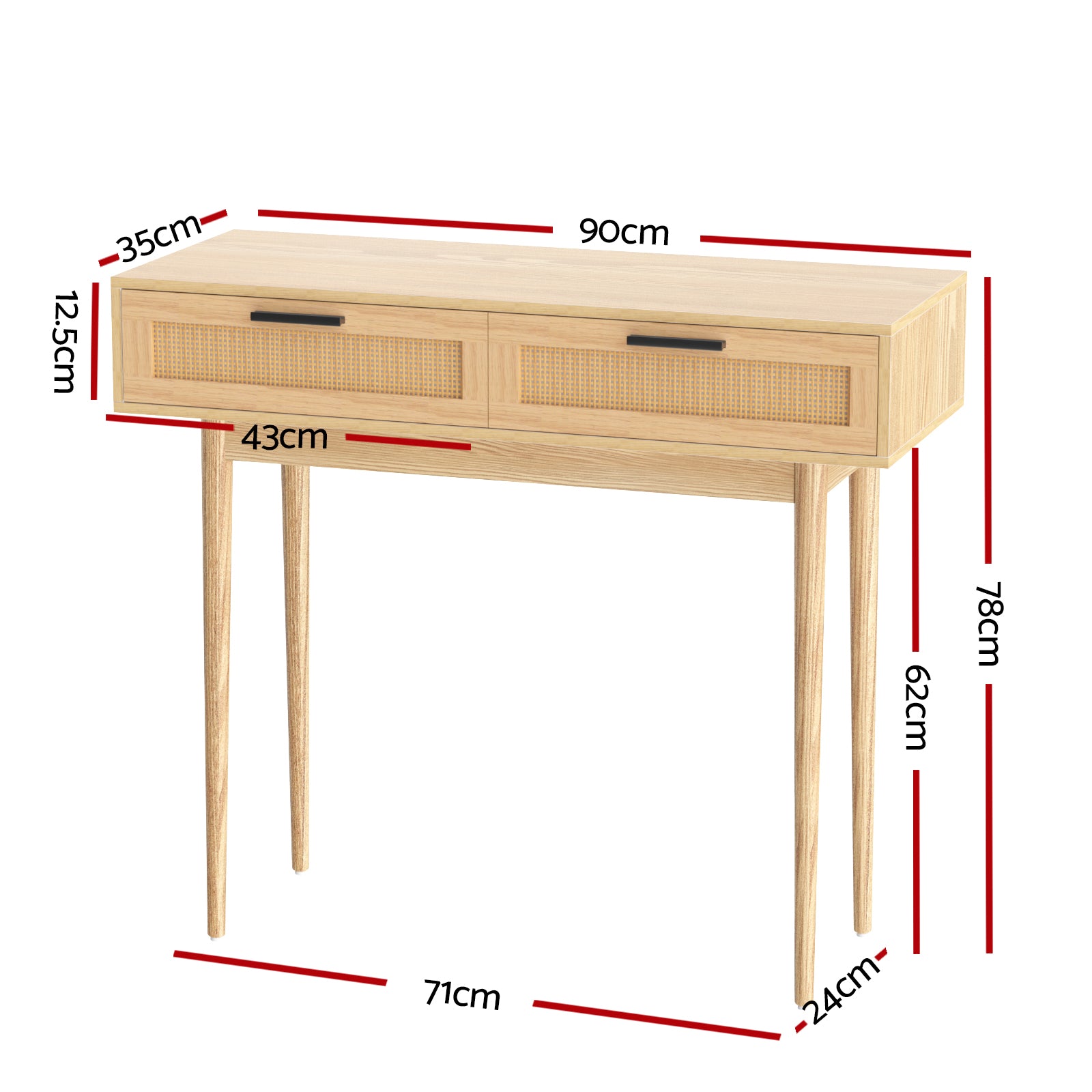 Artiss Console Table 2 Rattan Drawers - TRENDZ