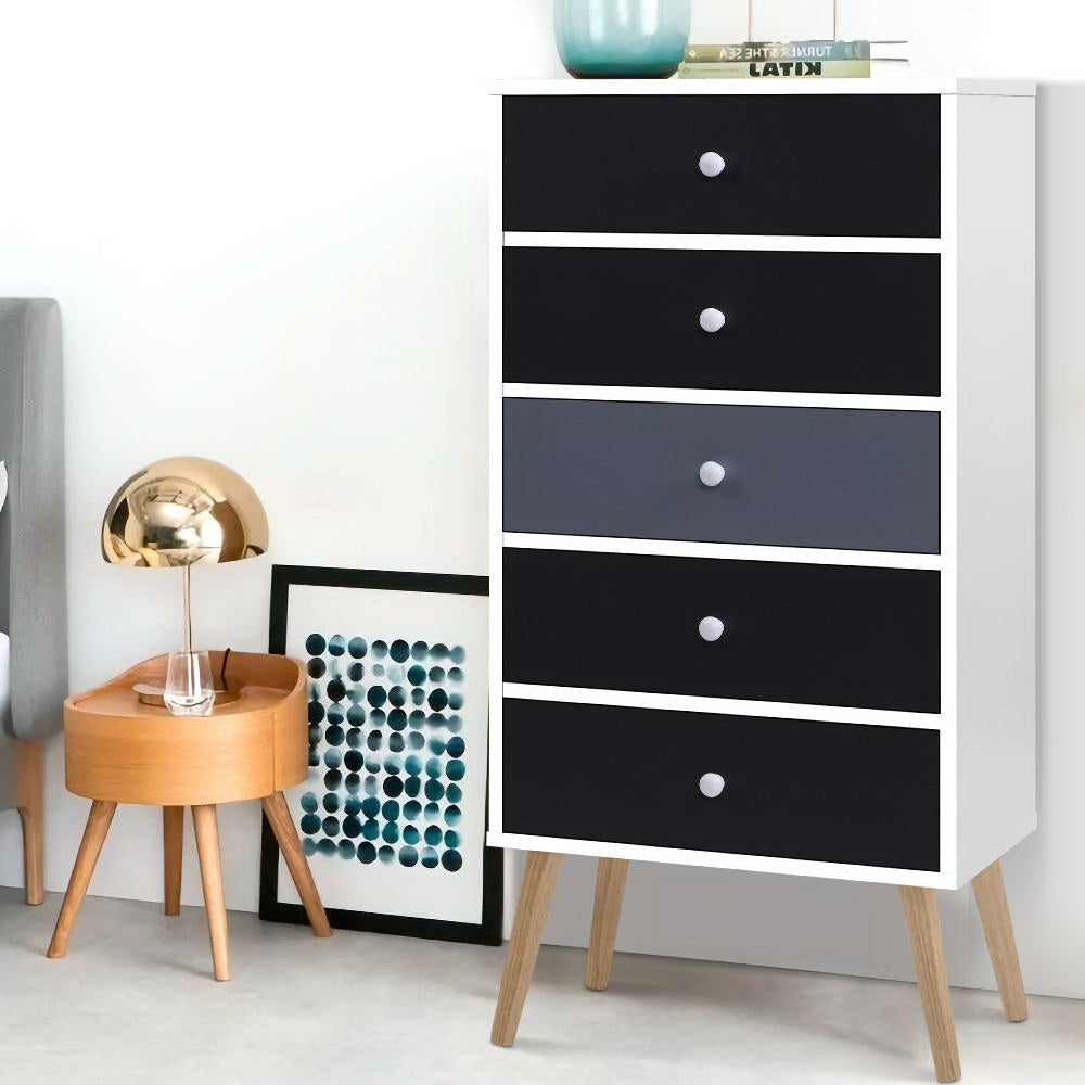 Artiss 5 Chest of Drawers - BONDS White - TRENDZ