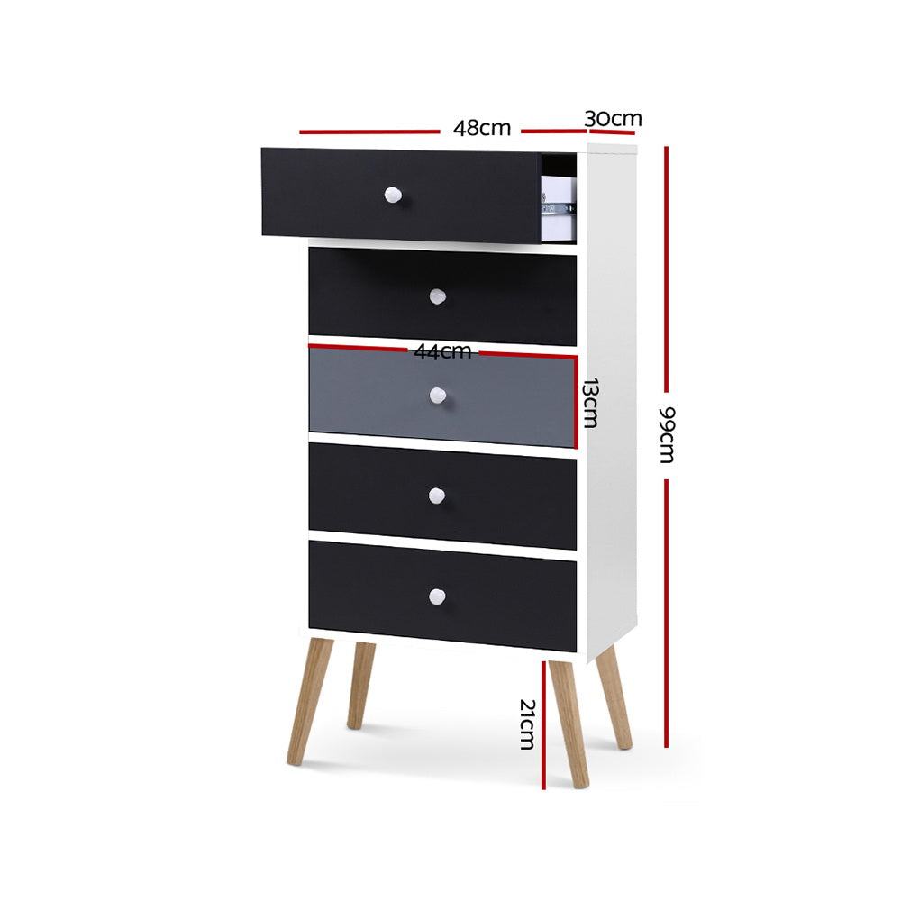 Artiss 5 Chest of Drawers - BONDS White - TRENDZ