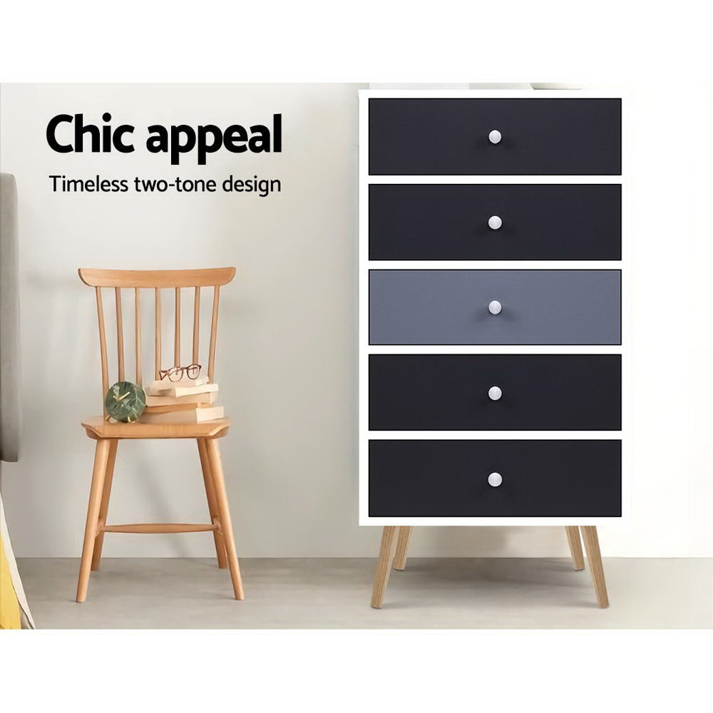 Artiss 5 Chest of Drawers - BONDS White - TRENDZ