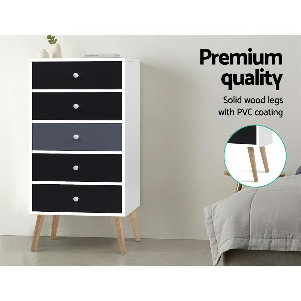 Artiss 5 Chest of Drawers - BONDS White - TRENDZ