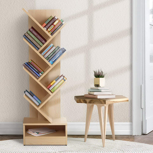 Artiss Tree Bookshelf 7 Tiers - ECHO Oak - TRENDZ