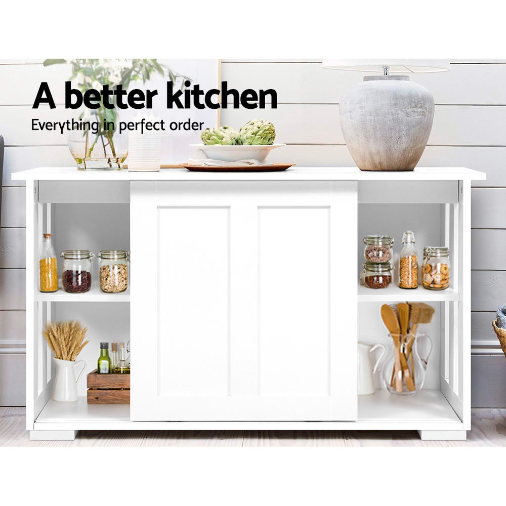 Artiss Buffet Sideboard Sliding Doors - SERA White - TRENDZ