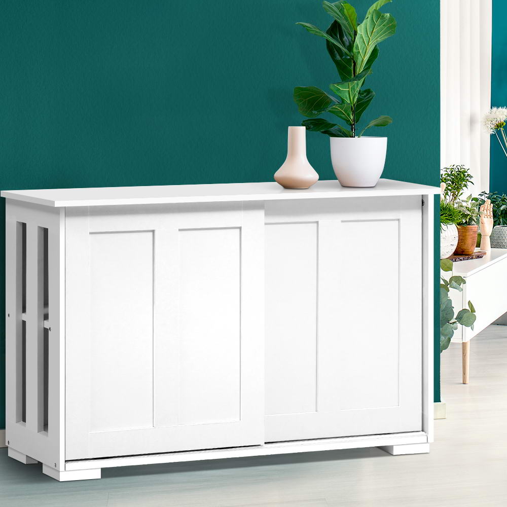 Artiss Buffet Sideboard Sliding Doors - SERA White - TRENDZ