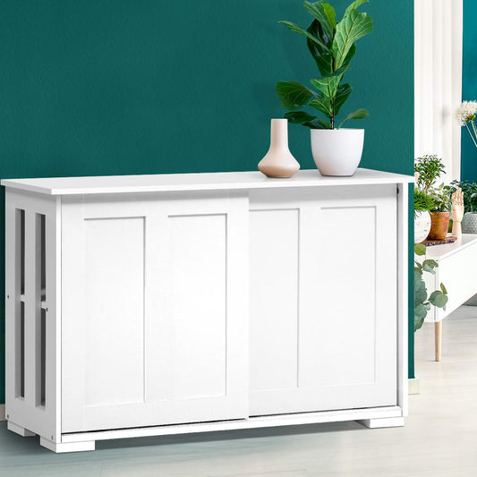 Artiss Buffet Sideboard Sliding Doors - SERA White - TRENDZ