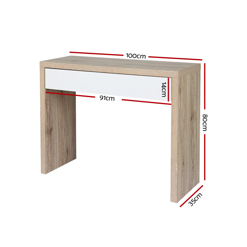 Artiss Console Table Storage Drawer Jory White Pine - TRENDZ
