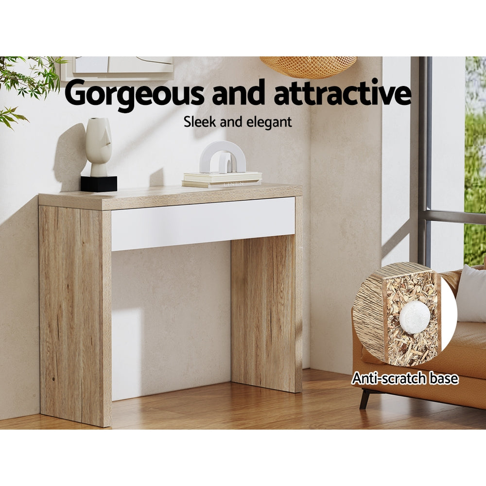 Artiss Console Table Storage Drawer Jory White Pine - TRENDZ