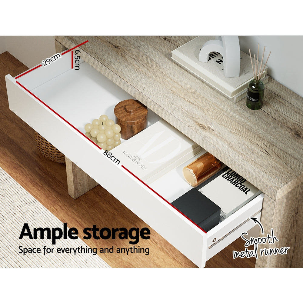 Artiss Console Table Storage Drawer Jory White Pine - TRENDZ