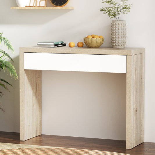 Artiss Console Table Storage Drawer Jory White Pine - TRENDZ