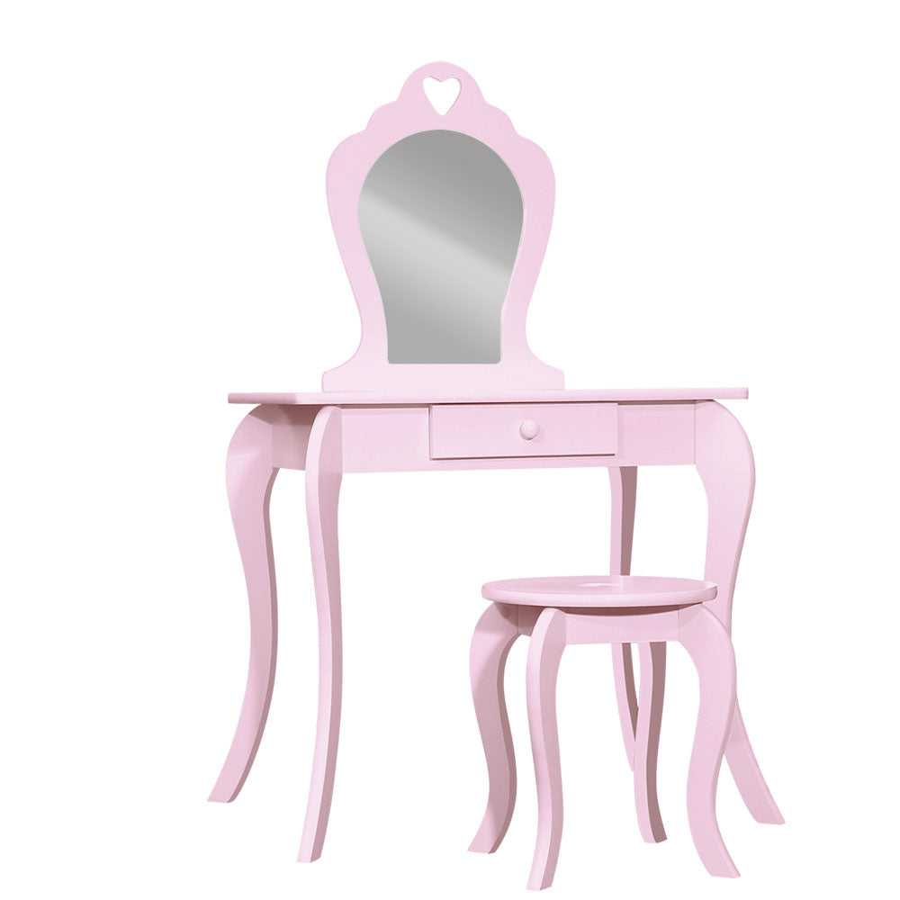 Keezi Kids Dressing Table Stool Set Vanity Mirror Princess Children Makeup Pink - TRENDZ