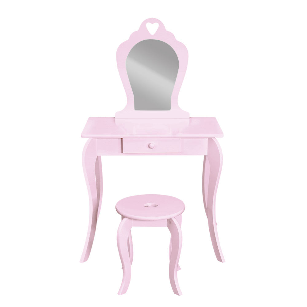 Keezi Kids Dressing Table Stool Set Vanity Mirror Princess Children Makeup Pink - TRENDZ