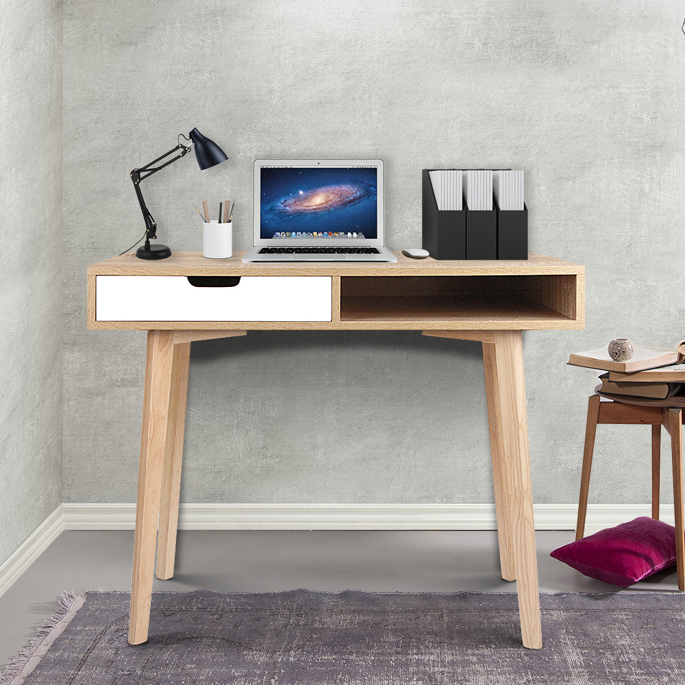 Artiss Computer Desk Drawer Cabinet Shelf Oak 90CM - TRENDZ