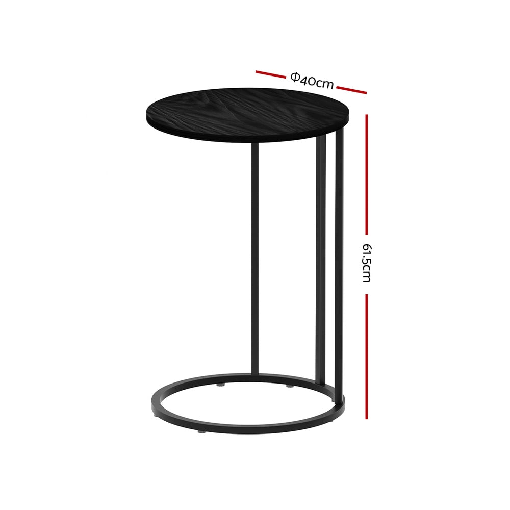 Artiss Coffee Table Side Table Round Black Martha - TRENDZ