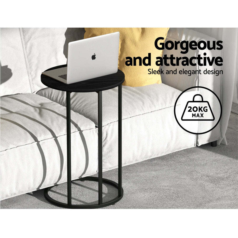 Artiss Coffee Table Side Table Round Black Martha - TRENDZ
