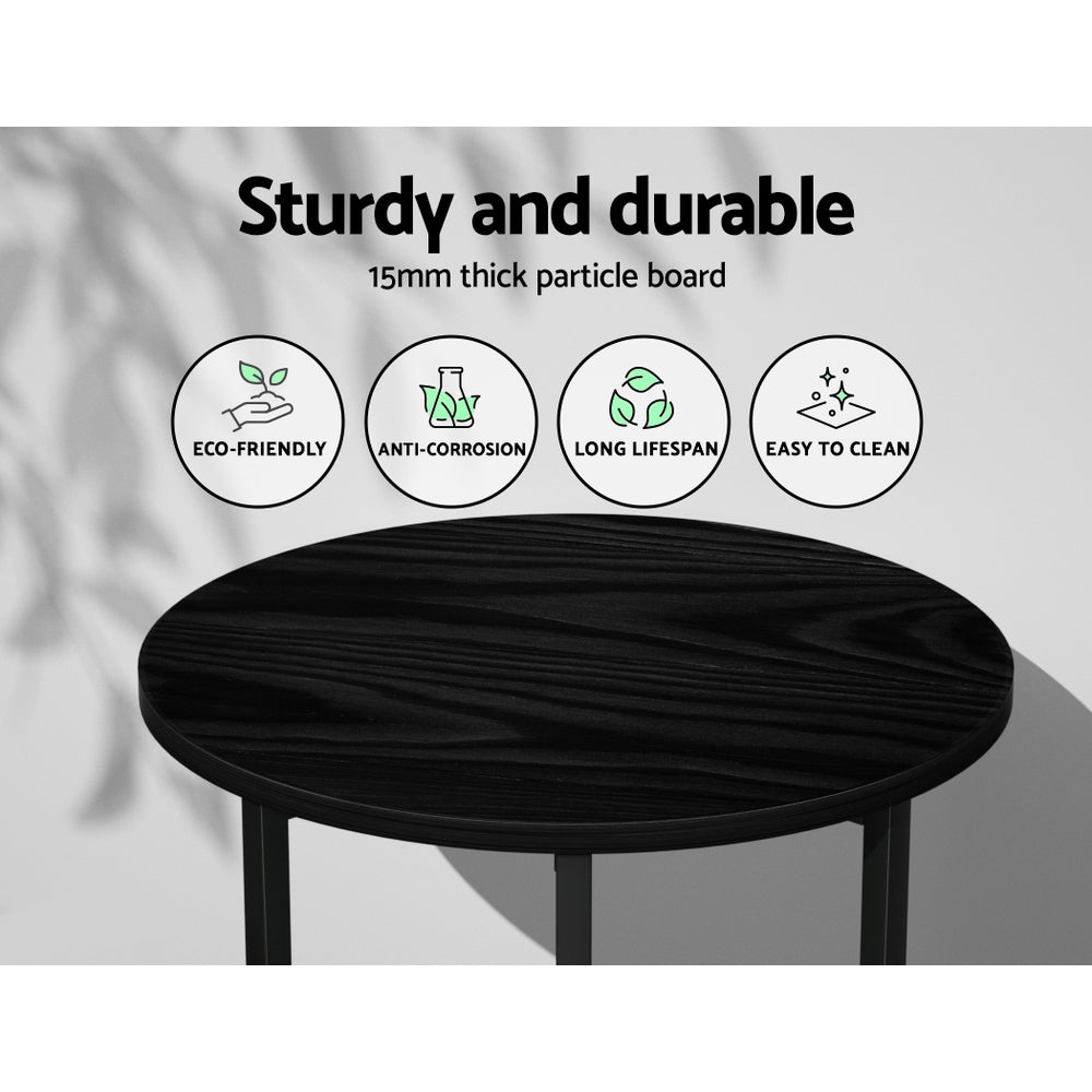 Artiss Coffee Table Side Table Round Black Martha - TRENDZ