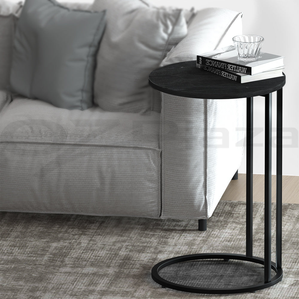 Artiss Coffee Table Side Table Round Black Martha - TRENDZ