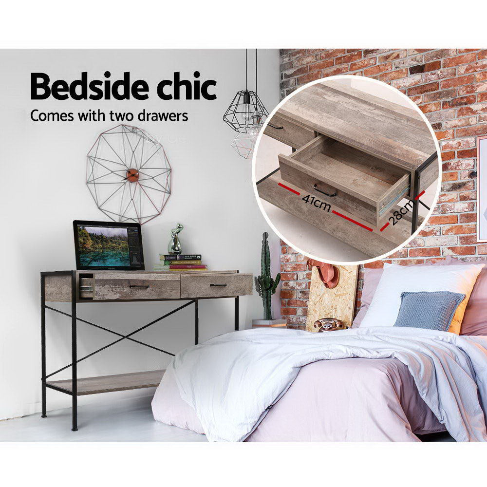 Artiss Console Table 2 Drawers Walnut Marconi - TRENDZ