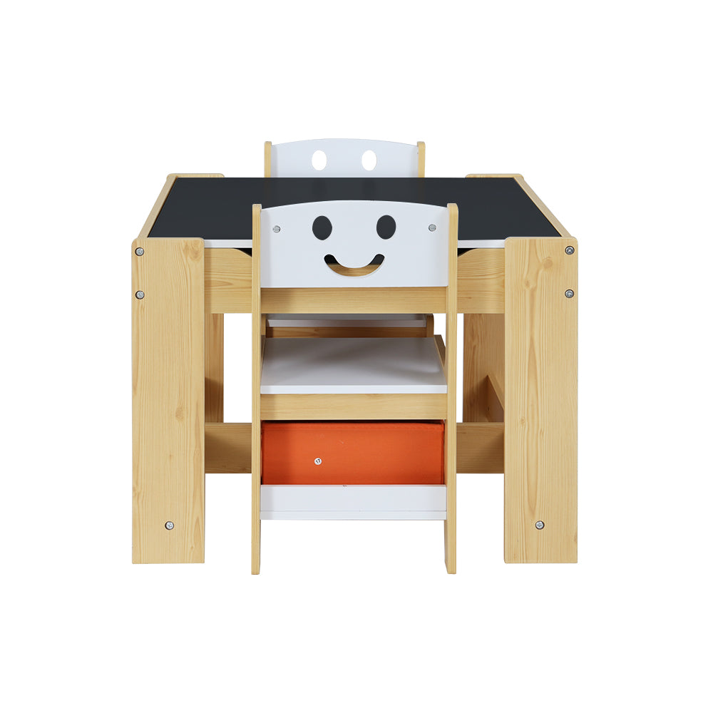 Keezi 3PCS Kids Table and Chairs Set Activity Desk Chalkboard Toys Storage Box - TRENDZ