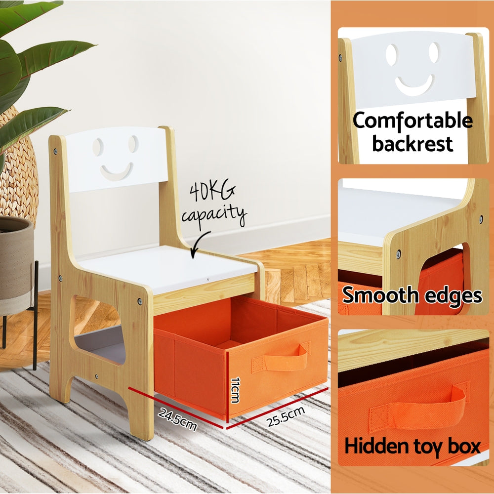 Keezi 3PCS Kids Table and Chairs Set Activity Desk Chalkboard Toys Storage Box - TRENDZ