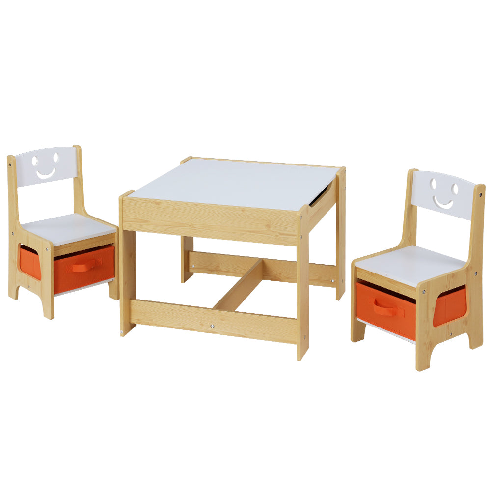 Keezi 3PCS Kids Table and Chairs Set Activity Desk Chalkboard Toys Storage Box - TRENDZ