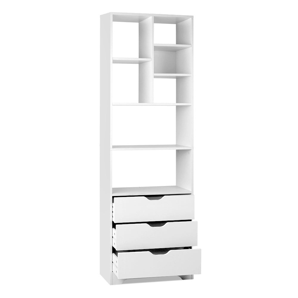 Artiss Bookshelf with Drawers - NANA White - TRENDZ