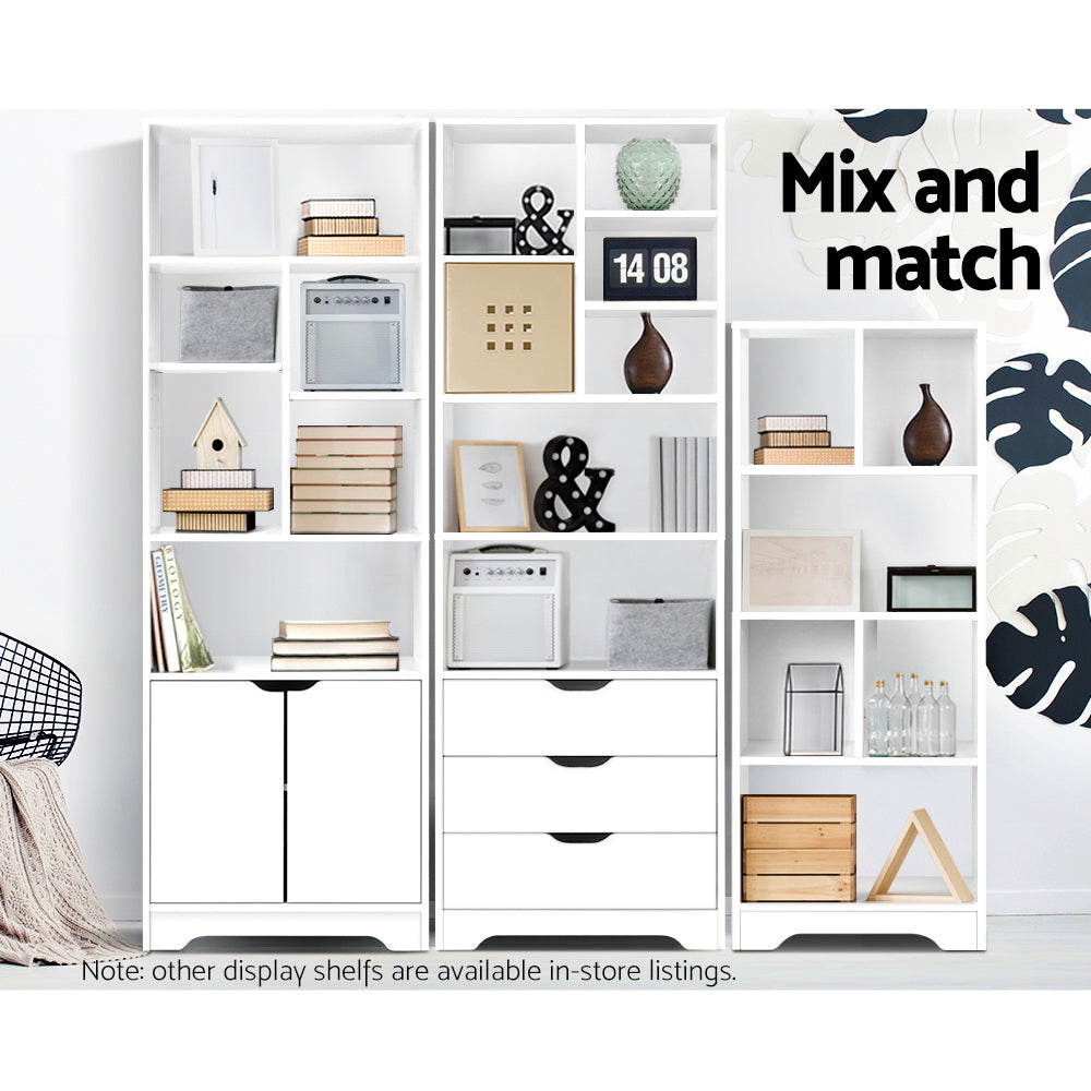 Artiss Bookshelf with Drawers - NANA White - TRENDZ