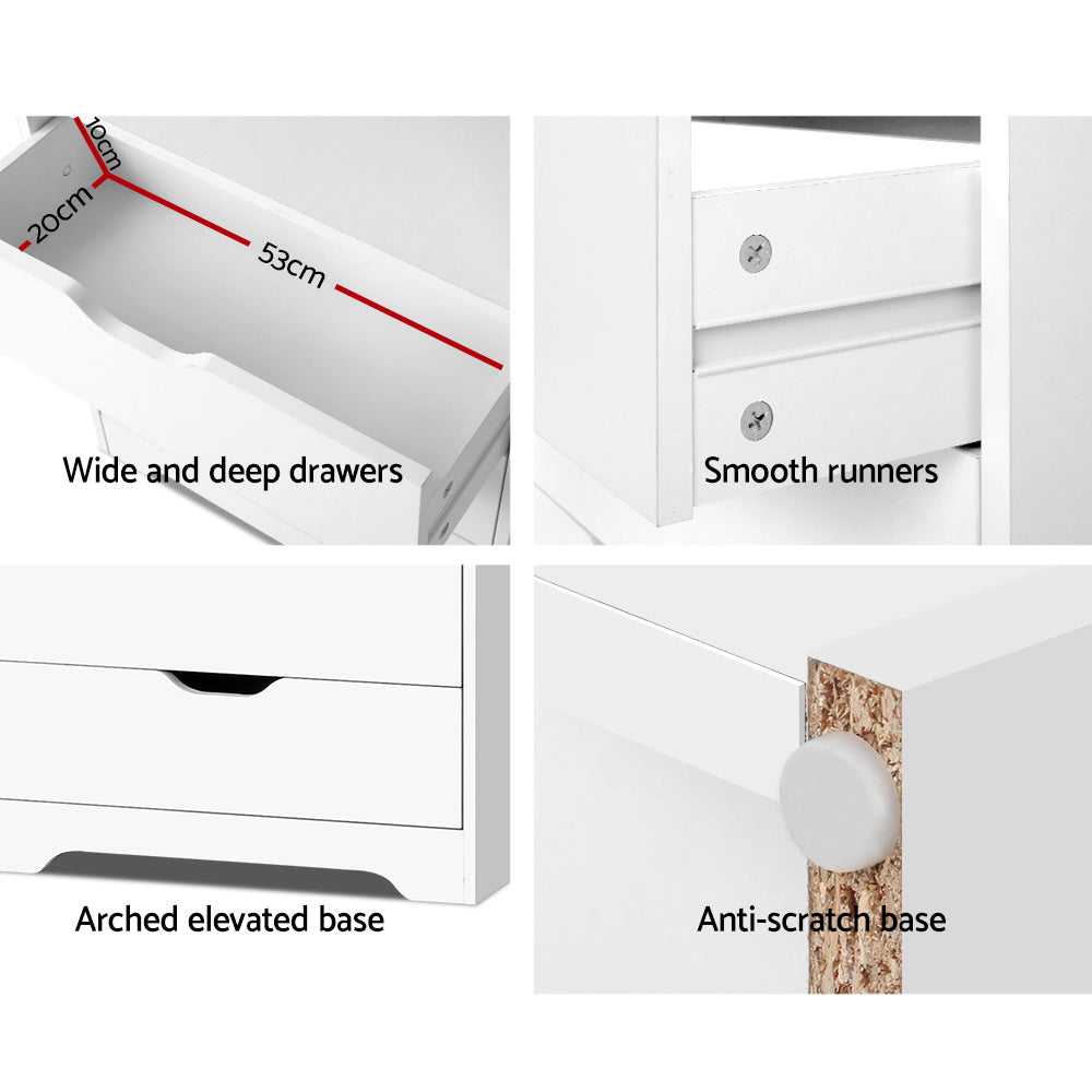 Artiss Bookshelf with Drawers - NANA White - TRENDZ
