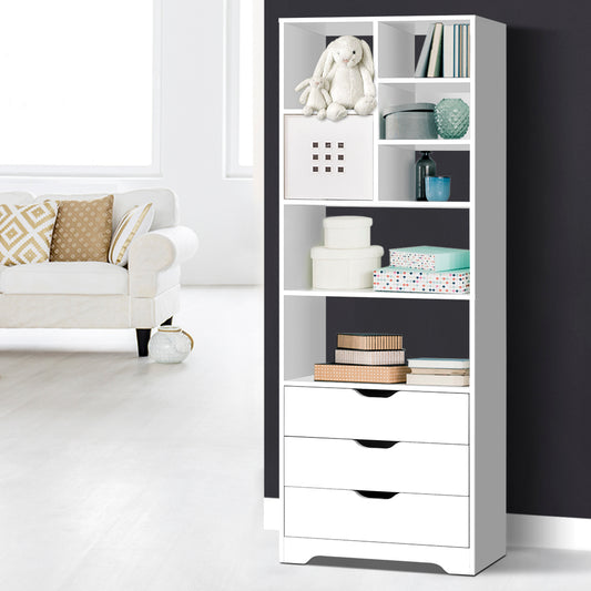 Artiss Bookshelf with Drawers - NANA White - TRENDZ