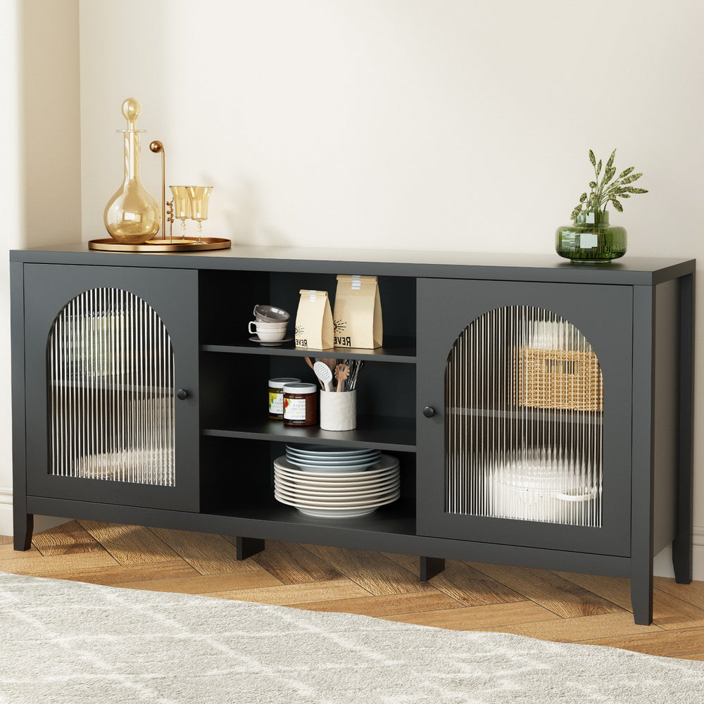 Artiss Buffet Sideboard Shelves Double Doors - Black - TRENDZ