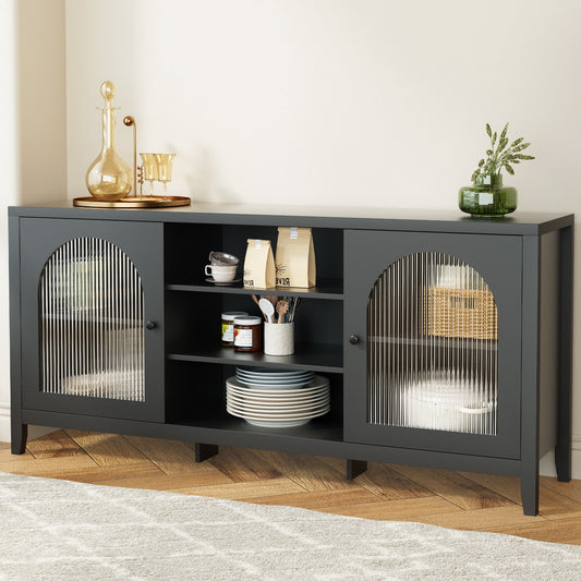 Artiss Buffet Sideboard Shelves Double Doors - Black - TRENDZ