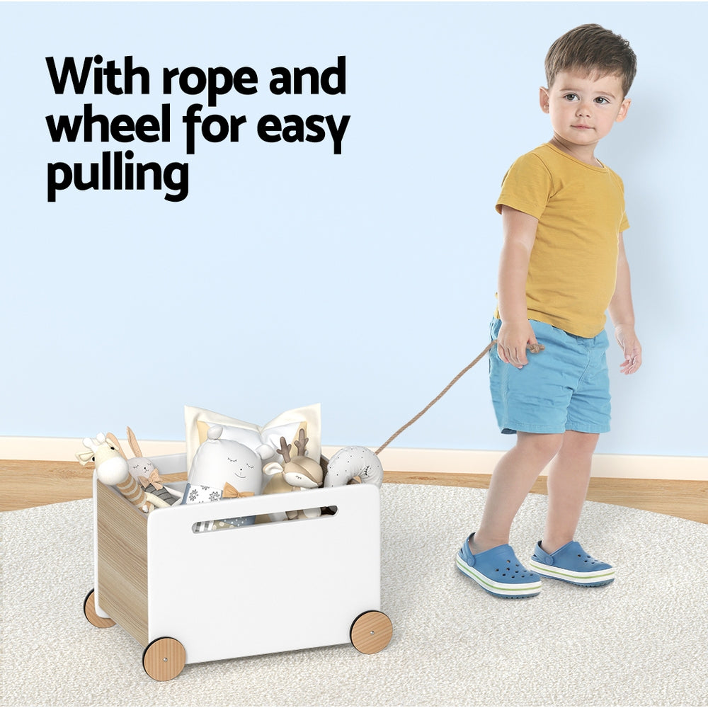 Keezi Kids Toy Box Container Children Chest Storage Clothes Organiser Wheels - TRENDZ
