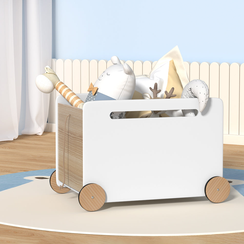 Keezi Kids Toy Box Container Children Chest Storage Clothes Organiser Wheels - TRENDZ