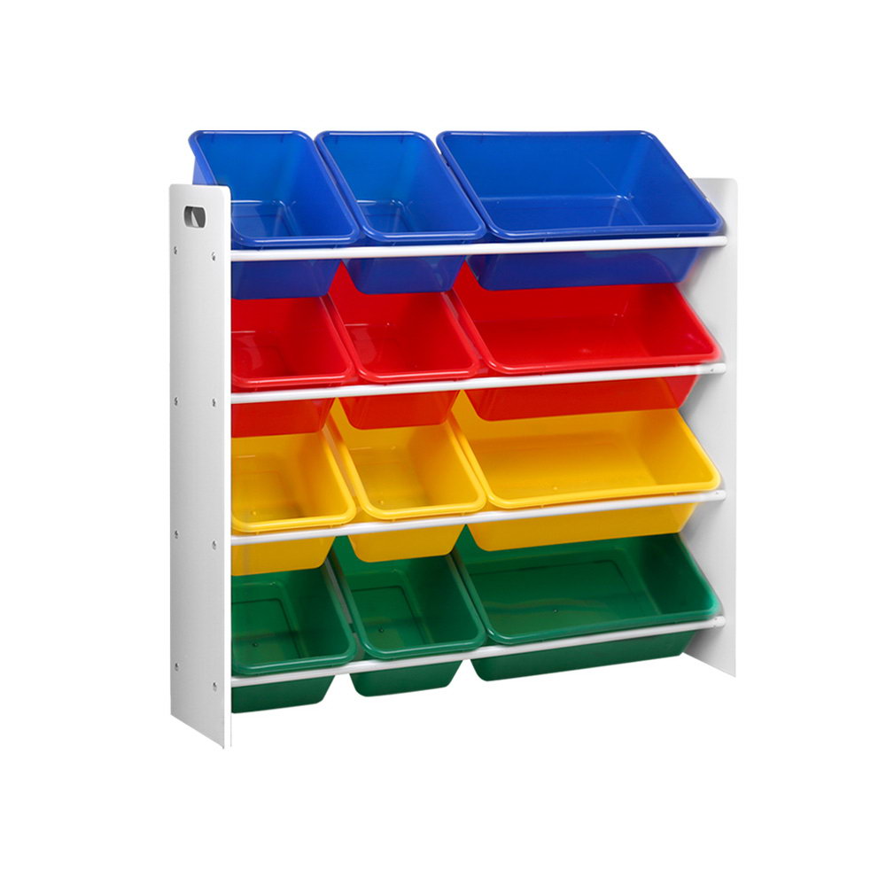 Keezi Kids Toy Box 12 Bins Bookshelf Organiser Children Storage Rack - TRENDZ