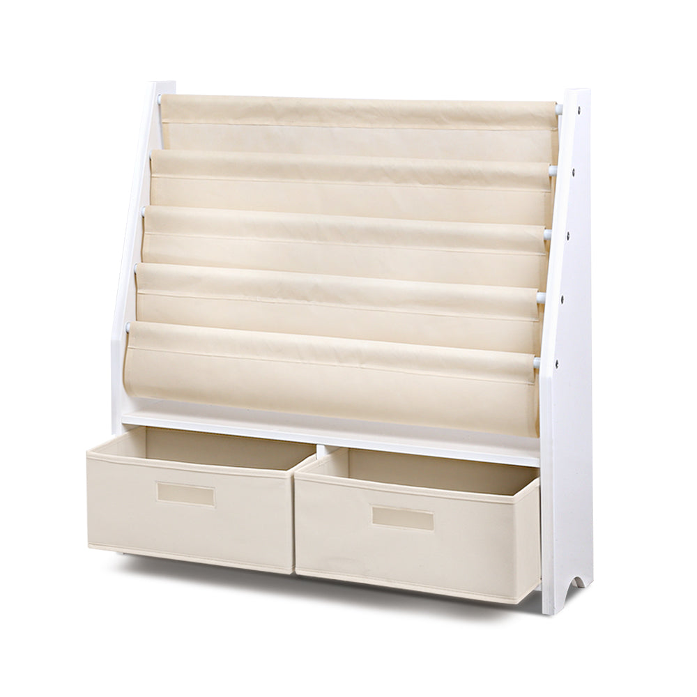 Keezi 4 Tiers Kids Bookshelf Magazine Rack Children Bookcase Organiser Drawer - TRENDZ