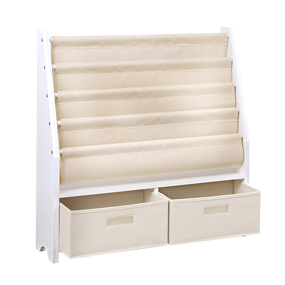 Keezi 4 Tiers Kids Bookshelf Magazine Rack Children Bookcase Organiser Drawer - TRENDZ