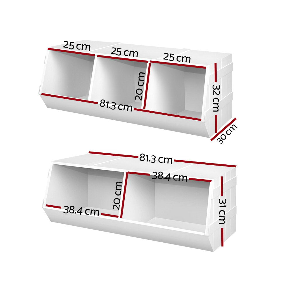 Keezi Kids Toy Box Bookshelf Storage Bookcase Organiser Display Stackable - TRENDZ