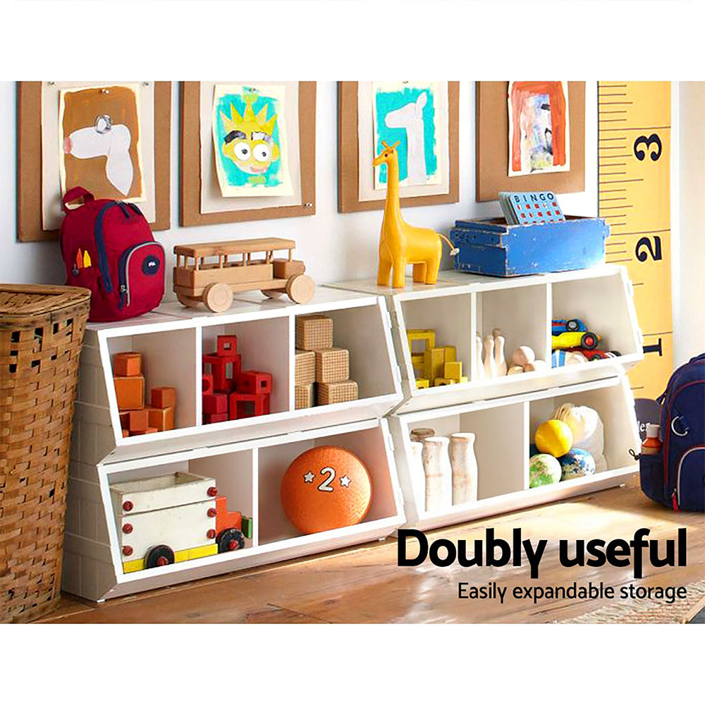 Keezi Kids Toy Box Bookshelf Storage Bookcase Organiser Display Stackable - TRENDZ