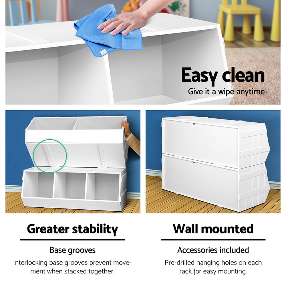 Keezi Kids Toy Box Bookshelf Storage Bookcase Organiser Display Stackable - TRENDZ